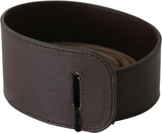 Gianfranco Ferre Vrouwen Bruin Echt Leer Logo Brede Taille Riem