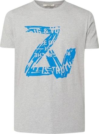 Zadig&Voltaire Tops, Heren, Grijs, S, Leer, Monogram T-Shirt