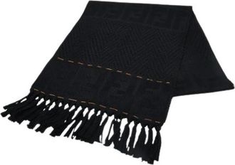 Fendi Pre-owned Scarves, female, Black, Size: ONE SIZE Pre-owned Wool Scarf