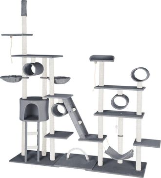 TecTake Árbol rascador para gatos, columnas de sisal, antivuelco, 261cm, gris