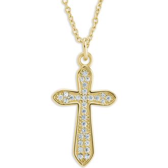 Sterling Forever Pav&eacute; Cross Pendant Necklace in Gold at Nordstrom