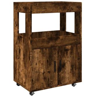vidaXL Carrito De Bar Madera De Ingenier&iacute;a Roble Ahumado 60x39,5x89 Cm Vidaxl