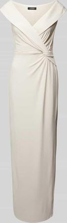 Lauren Ralph Lauren Abendkleid mit Knotendetail Modell LEONIDAS in Ecru, Gr&ouml;&szlig;e 44