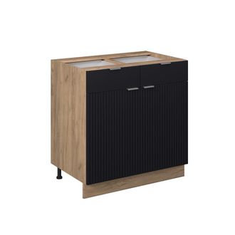 Vicco Mueble Bajo De Cocina Fame-line, Rayas Negras, 80 Cm Sin Encimera, Vicco