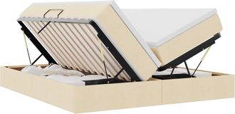 vidaXL Cama Con Almacenamiento Y Colch&oacute;n Crema 180 X 200 Cm Poli&eacute;ster Vidaxl