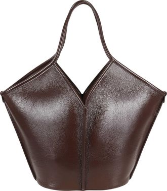 Hereu Dark Brown Calella Distressed Removable Clutch Leather Tote Bag