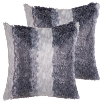 Beliani Conjunto De 2 Cojines De Acr&iacute;lico Gris 45 X 45 Cm Cremallera Liso Boho Sala De Estar Dormitorio Hordeum