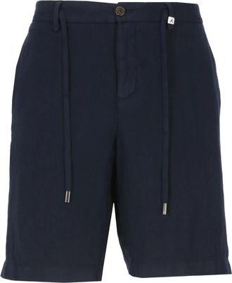 Myths Blauwe Katoenen Linnen Bermuda Shorts - Heren - Korte Broeken - Blauw - S - Katoen - Korte Broeken