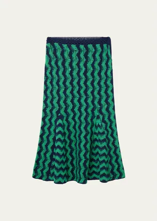 Wales Bonner Ocean Crochet-Knit Midi Skirt