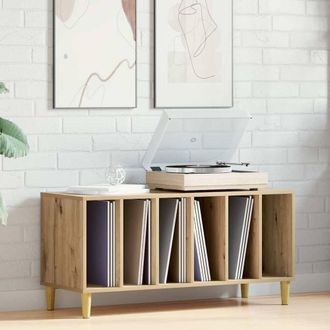 Berkfield Home Record Cabinet Artisan Oak 100x38x48 cm Engineered Wood in Brown | Size: 100 x 38 x 48 cm