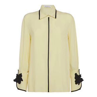 Simona Corsellini Shirts, female, Yellow, Size: XS Camicia con dettagli a contrasto in misto seta