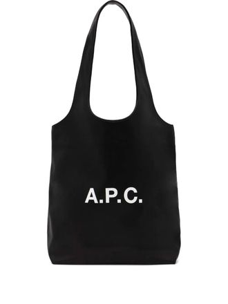 A.P.C. Shopper met logoplakkaat - Zwart