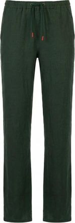 Kiton Broek met trekkoord en rechte pijpen - Heren - Slim Fit Broeken - Groen - W36 - Broeken