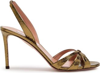 Aquazzura Aquazzura Tati 85 Metallic Crocodile-effect Sandals - Gold - 39 (IT39 / UK6)