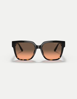 Michael Kors Karlie occhiali da sole squadrati con lenti grigie in nero/tartarugato scuro
