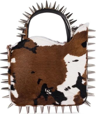 Le Silla small Ivy cowhide spike-embellished tote bag - Brown