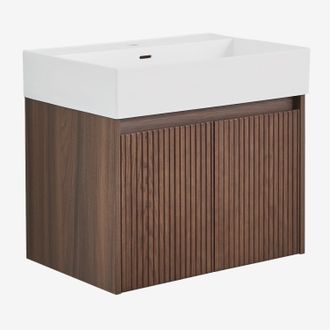 Sklum Conjunto De Mueble De Ba&ntilde;o Suspendido 60x40 Cm En Madera Con Lavabo Integrado Genevie Sklum