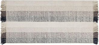 Beliani Alfombra De Lana Blanco Crema Negro Marr&oacute;n 80 X 150 Cm Hecho A Mano Borlas Emirler