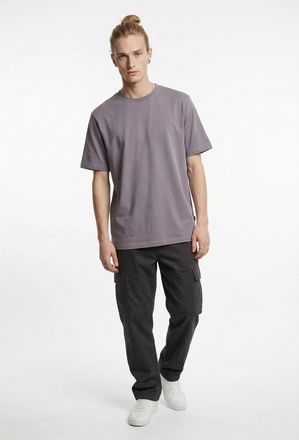 Only & Sons Rundhalsshirt ONLY & SONS ONSFRED RLX SS TEE, Herren, Gr. XXL, rabbit, Single Jersey, Obermaterial: 100% Baumwolle, unifarben, relaxed fit normal, Run