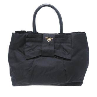 Prada Black Nylon Leather Tote Bag (Pre-Owned)