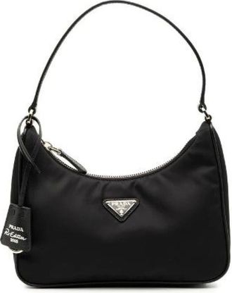Prada Pre-owned Shoulder Bags, female, Black, Size: ONE SIZE Pre-owned Nylon Shoulder Bag