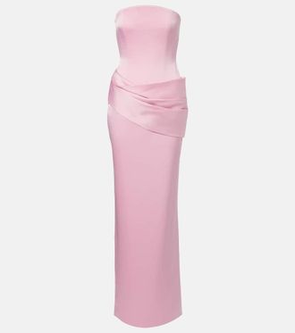 Alex Perry Draped satin cr&ecirc;pe bustier gown