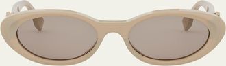 Fendi Diamond Beige Acetate Oval Sunglasses