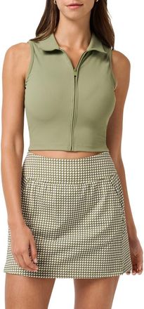Travis Mathew Moveknit Zip Crop Top in Oil Green at Nordstrom, Size Xx-Large