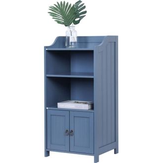 Relaxdays Relaxdays bathroom cabinet, HxWxD: 86x40.5x36 cm, 4 shelves, 2 doors, MDF, slim bathroom side cabinet, grey