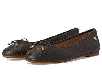 Lauren Ralph Lauren Jayna Stitched Leather Flat Womens Flat Shoes Dark Olive/Dark Olive : 6.5 B - Medium, Leather/Rubber