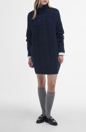 Barbour Beatrix Cable Stitch Long Sleeve Wool Blend Sweater Dress in Navy at Nordstrom Rack, Size 14 Us / 18 Uk