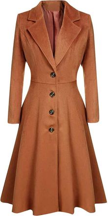 Generic Trench Coat Womens Winter Coat Lapel Coat Knee-Length Trench Coat Warm Long A-line Jacket Swing Coat Outwear Autumn Coat Knee-Length Winter Coat Plain