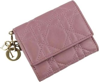Dior Pre-owned Wallets, female, Purple, Size: ONE SIZE Pre-owned Lady Dior Cannage Trifold Wallet