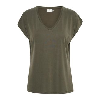Kaffe Grape Leaf T-Shirt Top - - Tops - Donna - Verde - L