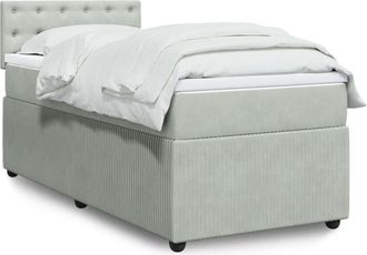 vidaXL Cama Box Spring Con Colch&oacute;n Terciopelo Gris Claro 90x190 Cm Vidaxl