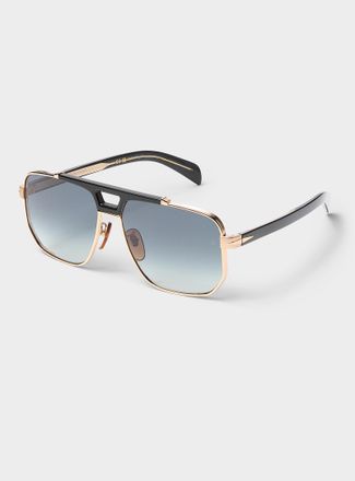 David Beckham Golden-edge aviator sunglasses