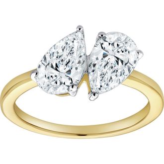 LuvMyJewelry Twin Flames 14K Gold Pear Cut Lab Grown Diamond Toi et Moi Ring - 2 ct in 14K Yellow Gold at Nordstrom, Size 6