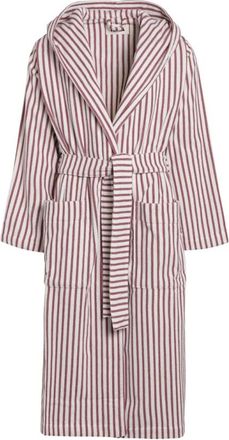 Tekla Hooded Bathrobe Stripes - Heren - Badjassen - Veelkleurig - L - Katoen - Nachtkleding