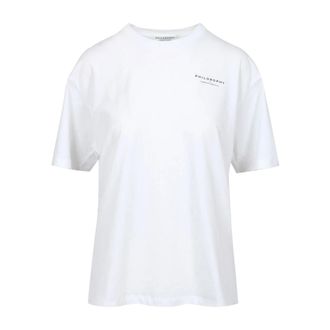 Philosophy di Lorenzo Serafini Tops, Dames, Wit, M, Katoen, T-shirt met logo-print en ronde hals