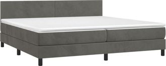 vidaXL Vidaxl - Cama Box Spring Colch&oacute;n Y Led Terciopelo Gris Oscuro 200x200 Cm