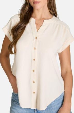 Blu Pepper Button Front V-Neck Top in Light Khaki at Nordstrom Rack, Size Small