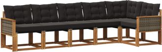 vidaXL Conjunto De Sof&aacute;s De Exterior 6 Uds. Natural Y Negro Vidaxl