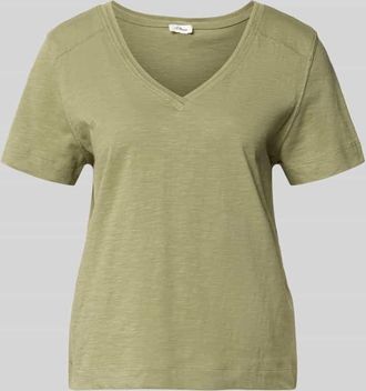 s.Oliver Red Label Relaxed Fit T-Shirt aus reiner Baumwolle in Khaki, Gr&ouml;&szlig;e 34