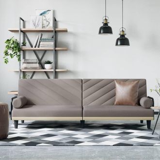 vidaXL Sof&aacute; Cama Con Reposabrazos Tela Gris Taupe Vidaxl