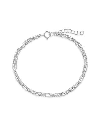 Sterling Forever Sterling Silver Delicate 2 Layer Chain Bracelet