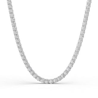 Diamond2Deal 14K White Gold 7 Ct Lab Grown Diamond Light Weight Straight Line Tennis Necklace (4Prong) (E-F, VS1-VS2)