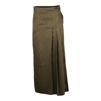 Alysi Rokken, Dames, Groen, S, Polyester, Lange Suede-look Rok