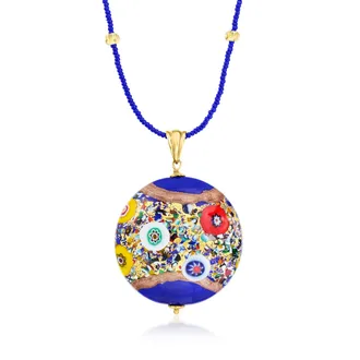 Ross-Simons Italian Multicolored Murano Glass Necklace in 18kt Gold Over Sterling