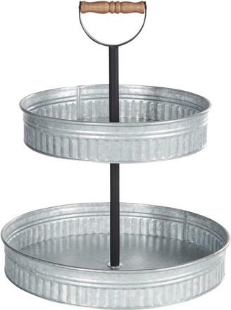 Beliani Beliani - Soporte Para Tartas Elegante De 2 Pisos De Hieero Bandeja Decorativa Para Servir Tallado Plateado Kouign