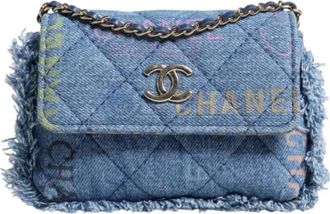 Chanel Pre-owned Denim chanel-bags - Dames - Vintage Schoudertas - Blauw - ONE Size - Denim - Vintage